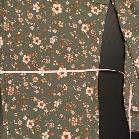 Boho Cottagecore Floral OliveGreen Jumpsuit Wide Legs Size M - Picture 7 of 8